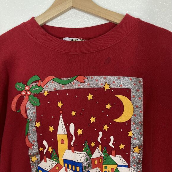 Vintage MBC Sweatshirt Mens XL Christmas Village Graphic Crewneck Made USA 90s - Picture 5 of 15